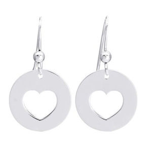 Round Heart Die-Cut Sterling Silver Earrings